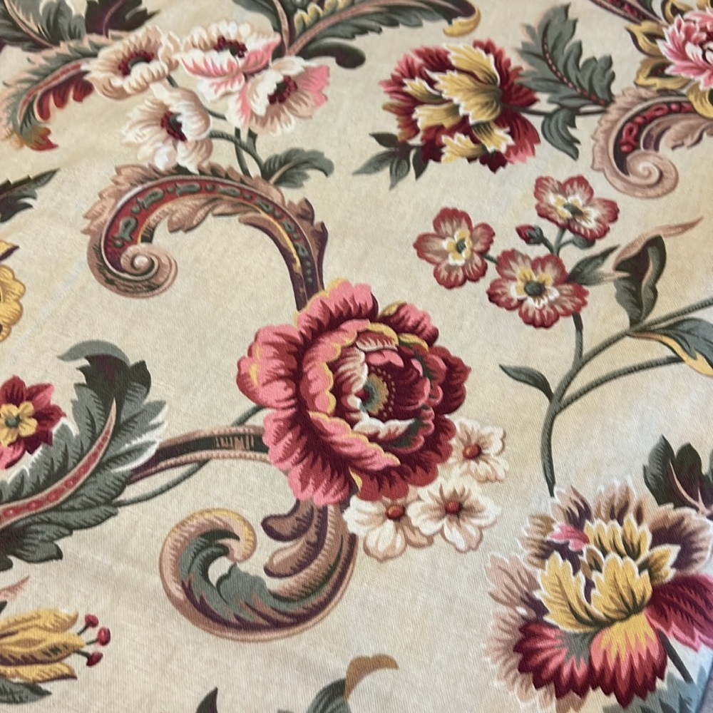 Gorgeous Rose floral heavyweight fabric upholstery camel pink green gold cottage - Picture 3 of 9